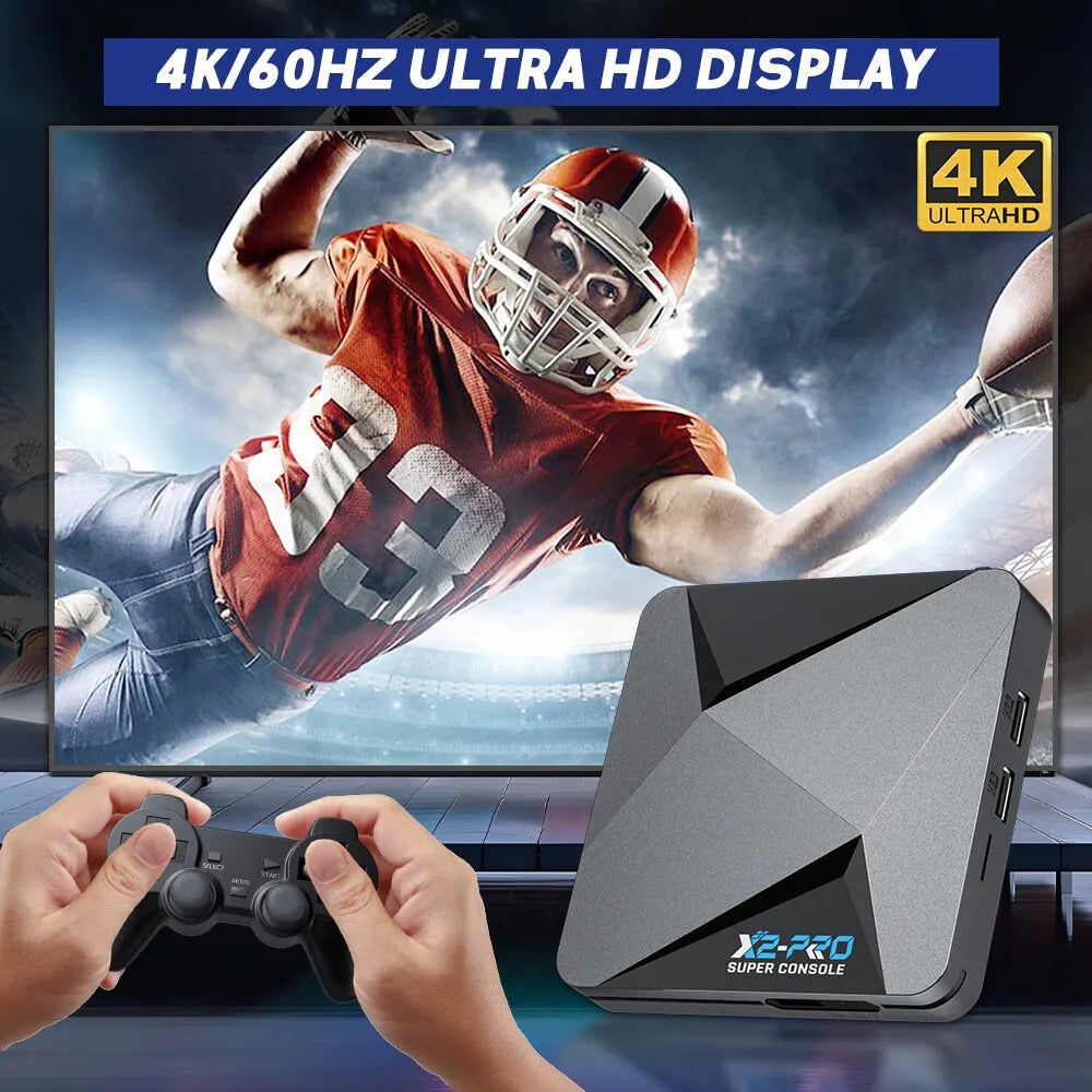 Super Console X2 Pro Retro Video Game Console with 37000 Video Games for PS1/DC/MAME/SS with Gamepad Kid Gift Game Box