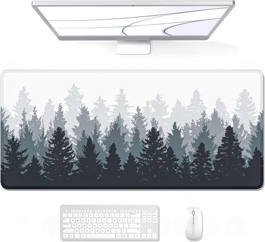 Desk Mouse Pad, Oversized Forest Desk Mat 35.4 X 15.7 Inch, Extended Long Gaming Mousepad Non-Slip Rubber Base Stitched Edges XXL Ultra Large Thin Full Desk Pad for PC Laptop Gaming Work