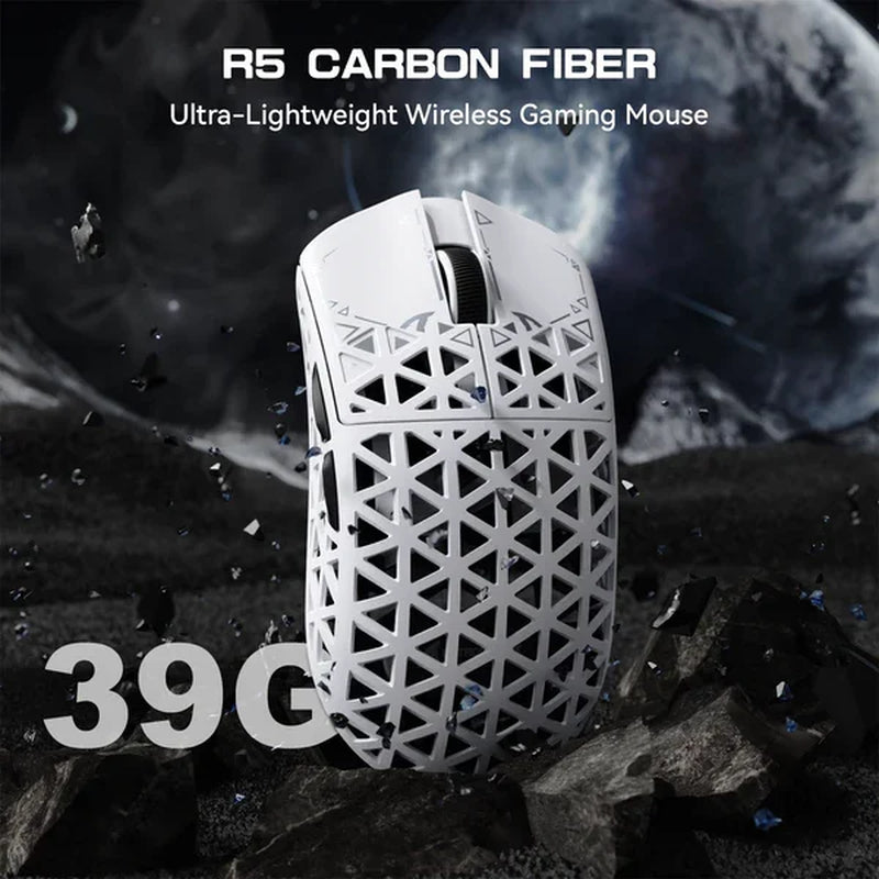 R5 Ultra Ergonomic Gaming Mouse 39G Carbon Fiber PAW3950MAX 42000DPI Wireless Mice for Laptop Gamer