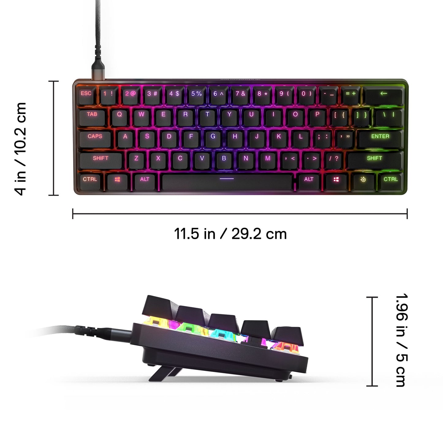 (Open Box)  - Apex 9 Mini Gaming Keyboard 60% Wired Optipoint Adjustable Actuation Switch with RGB Lighting - Black