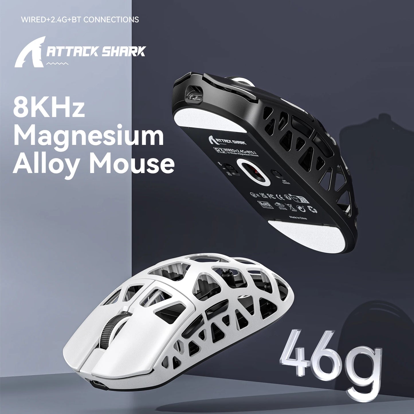 R3 Magnesium Alloy Superlight Tri-Mode Gaming Mouse PAW3395 Bluetooth Wireless Wired