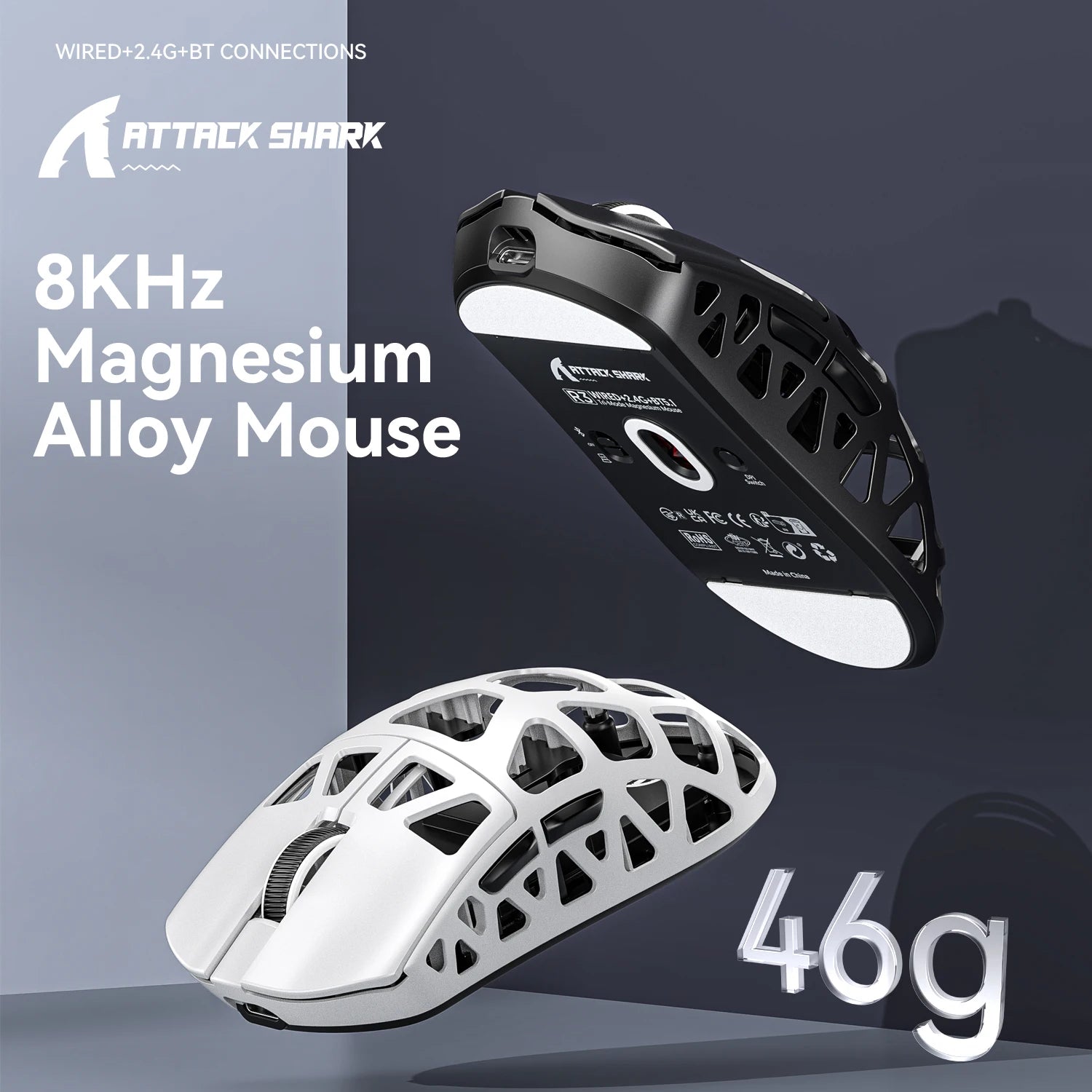 R3 Magnesium Alloy Superlight Tri-Mode Gaming Mouse PAW3395 Bluetooth Wireless Wired