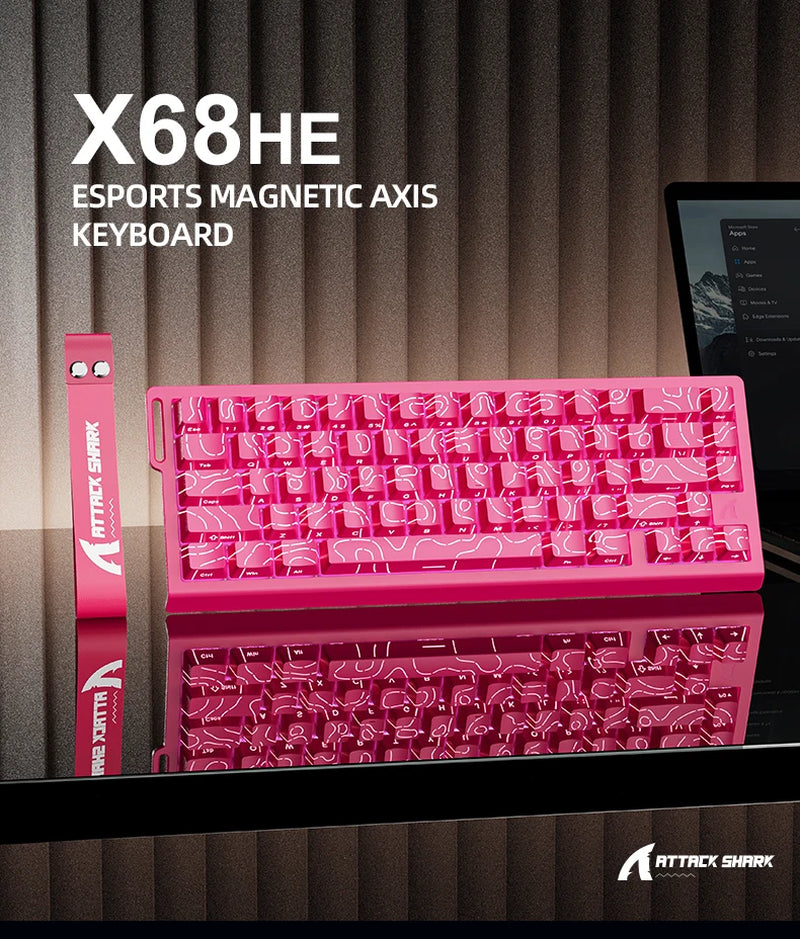 X68HE Magnetic Keyboard Red Wired Mechanical for Pro Gaming 0.01Mm Rapid Trigg 8000Hz Socd/Rs 0.125Ms 128K Rate
