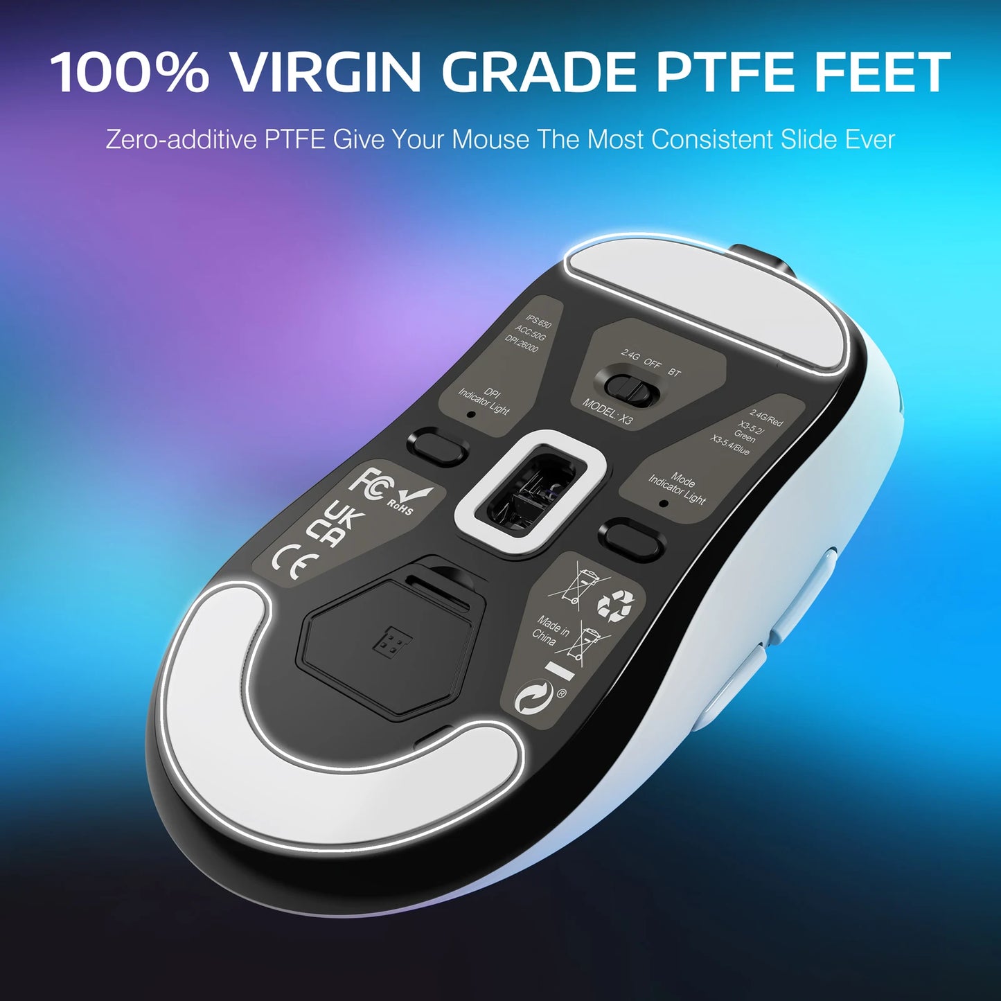 X3 Wireless Gaming Mouse – 49g Ergonomic, PAW3395 26K DPI, Triple Mode, Programmable