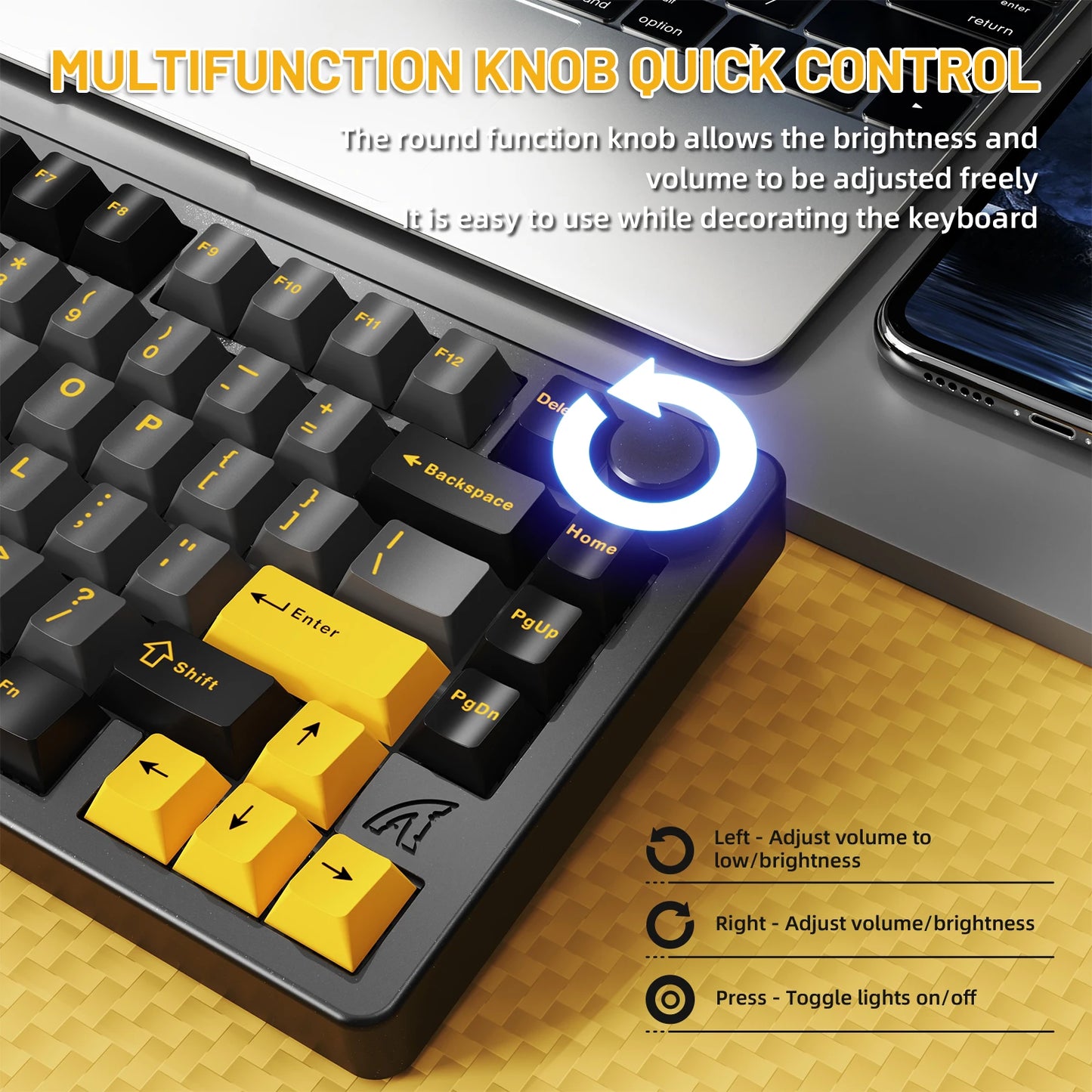 ATTACK SHARK X86 75% Aluminum CNC Wireless Mechanical Gaming Keyboard with Volume Knob,82 Key Gasket Hot Swappable RGB Custom Keyboard,PBT Keycaps,BT/2.4GHz/USB-C for Mac/Win-Starshine Black