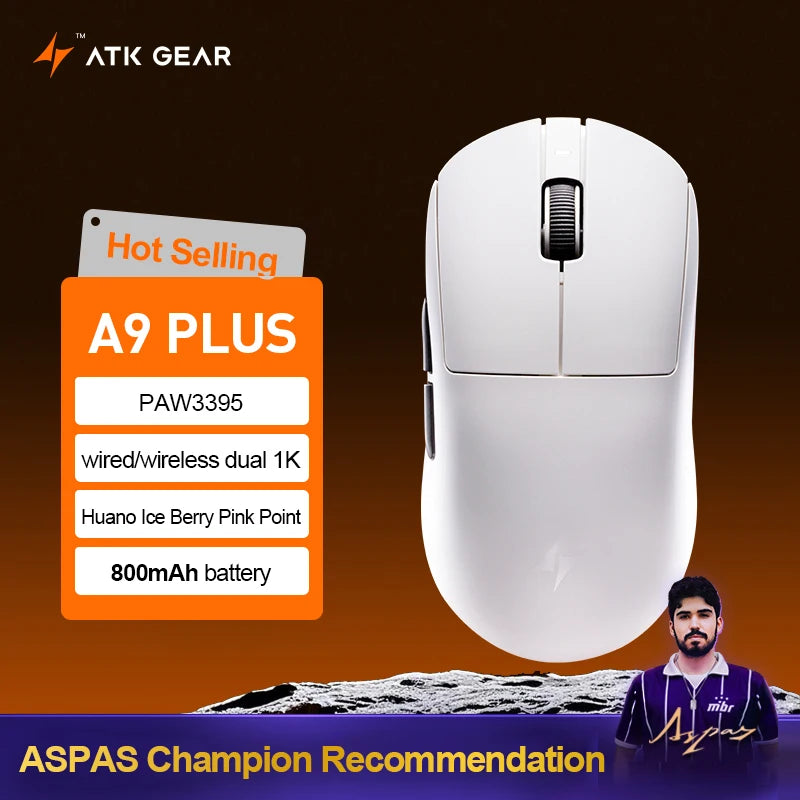 New ATK A9 Air Ultimate Gaming Mouse Wireless Bluetooth Lightweight PAW3950 Ultra Dual 8K Esports Mouse FPS Gaming Accessories