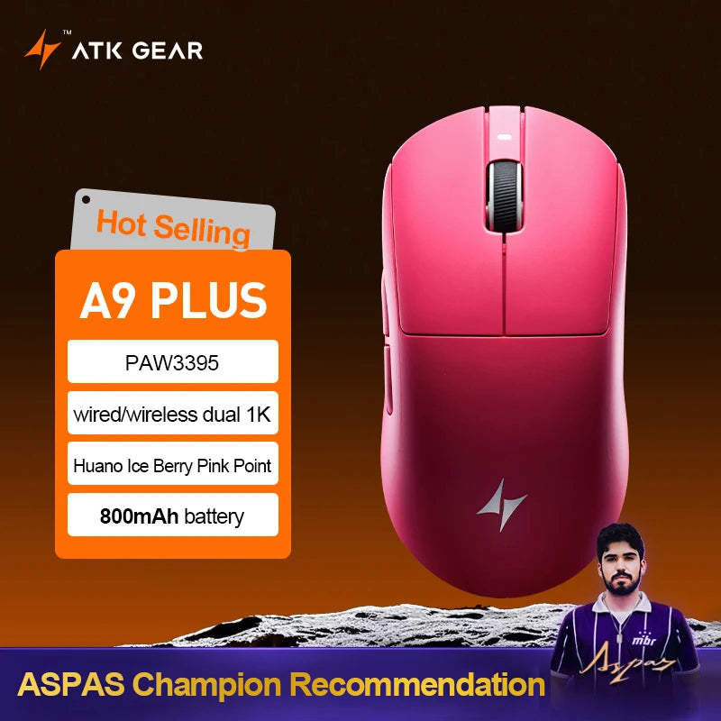 New ATK A9 Air Ultimate Gaming Mouse Wireless Bluetooth Lightweight PAW3950 Ultra Dual 8K Esports Mouse FPS Gaming Accessories