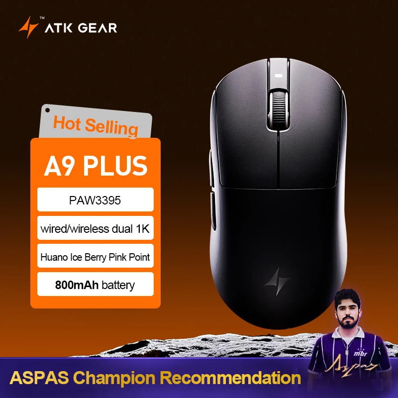 New ATK A9 Air Ultimate Gaming Mouse Wireless Bluetooth Lightweight PAW3950 Ultra Dual 8K Esports Mouse FPS Gaming Accessories