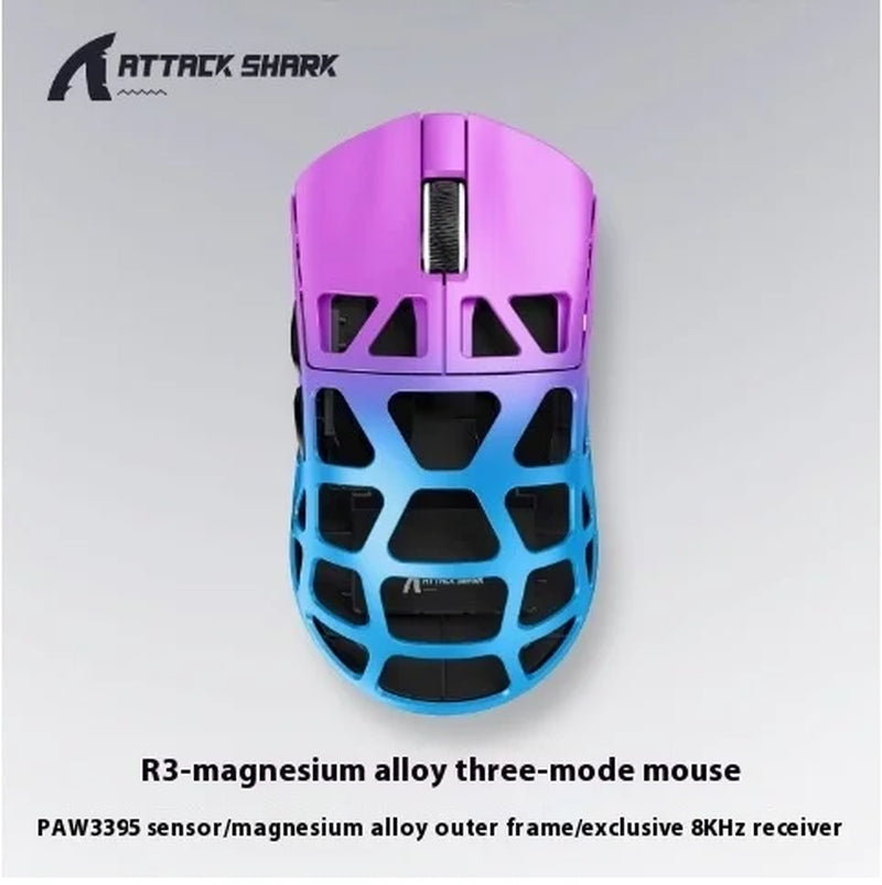 R3 Magnesium Alloy Superlight Tri-Mode Gaming Mouse PAW3395 Bluetooth Wireless Wired