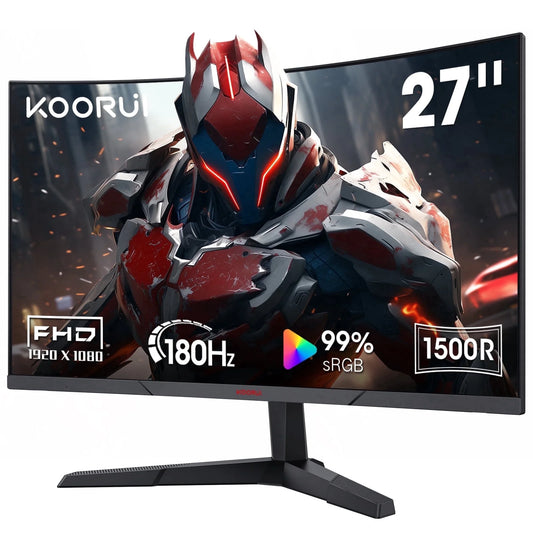 27 Inch Curved Gaming Monitor, 180Hz FHD Computer Monitors, 99% Srgb, Adaptive-Sync, 27E6CA