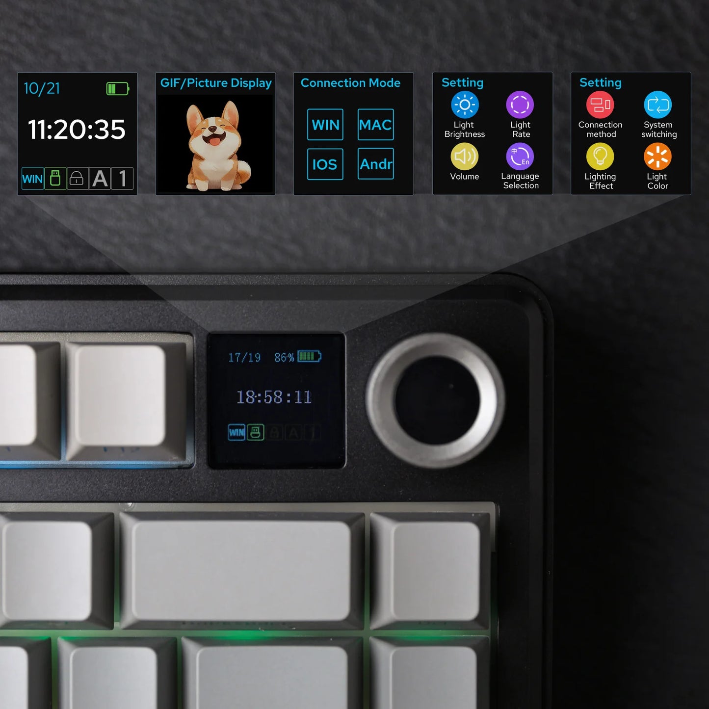 EPOMAKER X AULA F75 MAX Compact 75% ANSI Layout Wired/Bluetooth/2.4Ghz Wireless Mechanical Keyboard with TFT Screen and a Knob