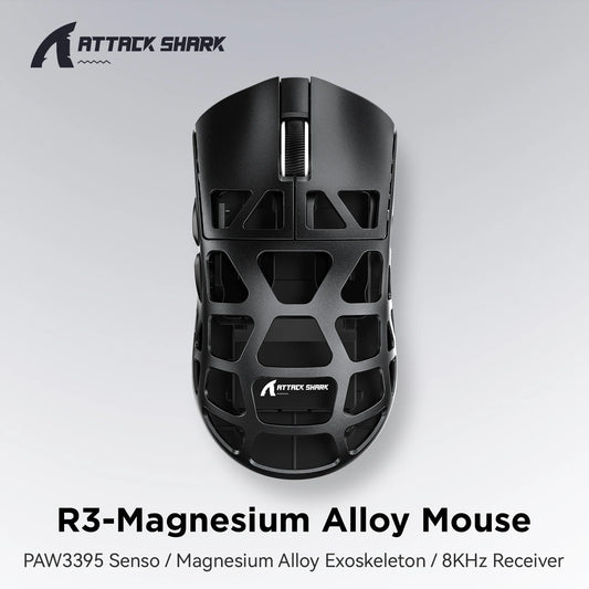 R3 Magnesium Alloy Superlight Tri-Mode Gaming Mouse PAW3395 Bluetooth Wireless Wired