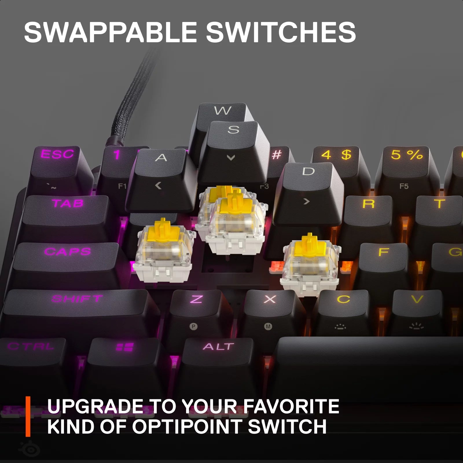 (Open Box)  - Apex 9 Mini Gaming Keyboard 60% Wired Optipoint Adjustable Actuation Switch with RGB Lighting - Black