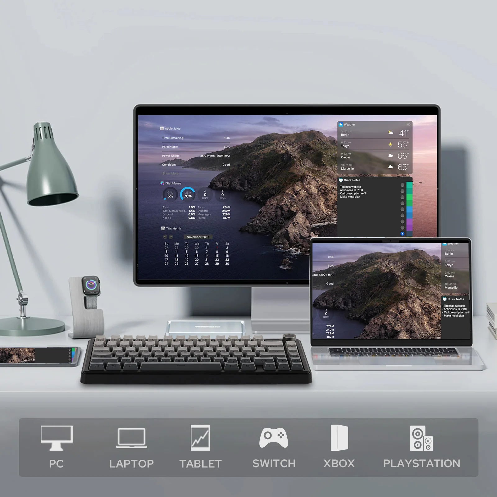 EPOMAKER X AULA F75 MAX Compact 75% ANSI Layout Wired/Bluetooth/2.4Ghz Wireless Mechanical Keyboard with TFT Screen and a Knob